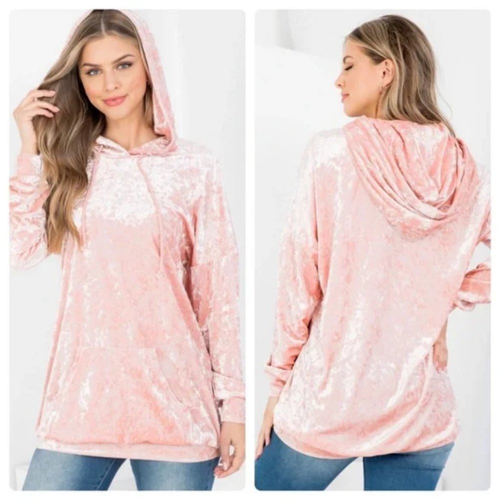 Brand New Just in Pink Plush Velour Hoodie Jacket